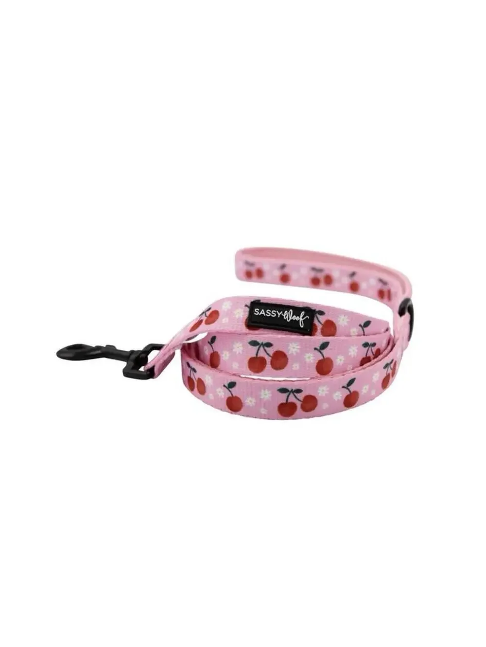 (RGB1) Sassy Woof Mon Cherry Dog Leash 6ft x 3/4